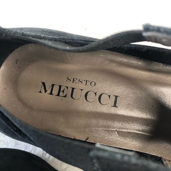 SESTO MEUCCI NUBUCK SUEDE SLIP ON FLATS - BLACK - Picture 6 of 10